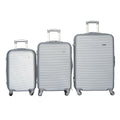 SMTE - Metallic Silver Pleated Shoulder Bag with Scalloped Top & 3piece luggage