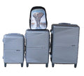 SMTE - Silver ABS 3Piece Trolley Luggage Set with Elephant Kids Backpack
