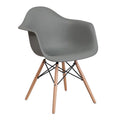 SMTE - Modern Molded Shell Lounge Plastic Arm Chair - Grey