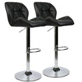 SMTE - Adjustable Modern Kitchen and Bar Padded Stools - Set of 2 - Black