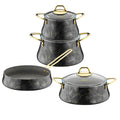 SMTE - Marble Design 7 Piece Cookware Set - Black