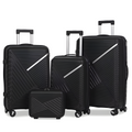 SMTE - 4 Pcs Luggage Suitcase Hardside With Spinner Wheels Trolley Travel Case SetBlack
