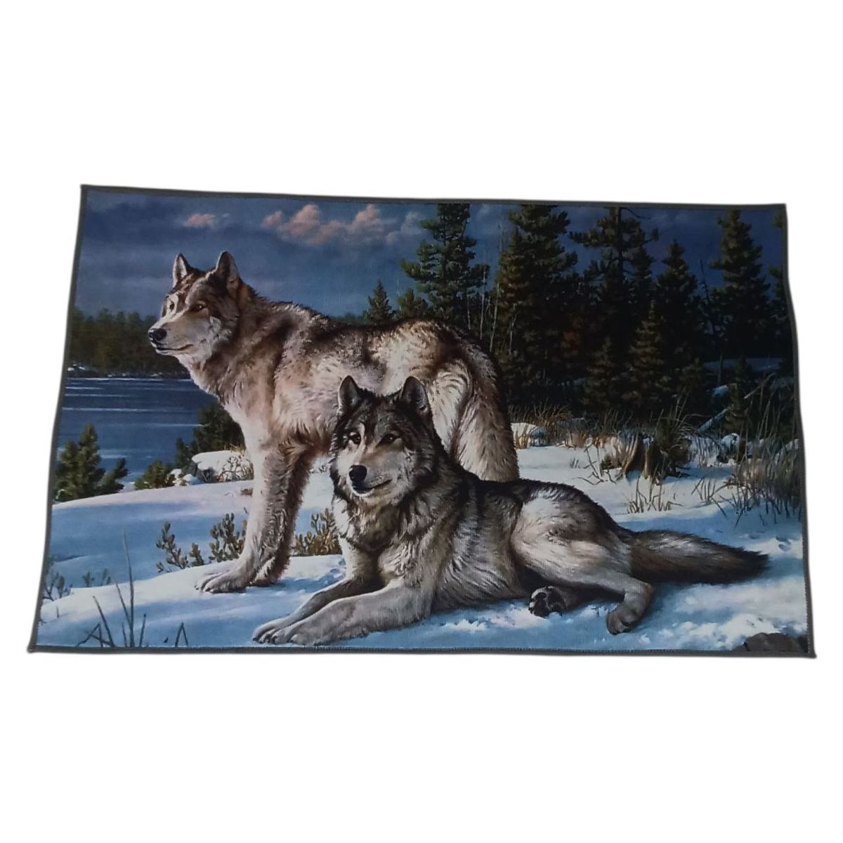 SMTE - Small Animal Print Polyester CarpetWolf Design80×50cm