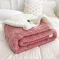SMTE - Geometric Pattern Woolen Sofa Throw/ BlanketQueen SizePink