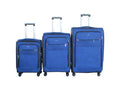 SMTE - Blue Star 3Piece Blue Fabric Luggage SetRetractable Handles & Wheels
