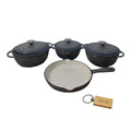 SMTE - Premium 7Piece Cast Iron Cookware Set+  KeychainGrey