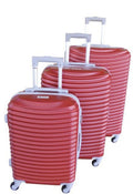SMTE - Asa 3 Piece Quality Hard Outer Shell Ringletted Lightweight Luggage Set - Red