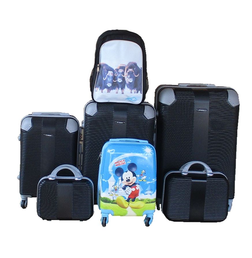 SMTE - 5Piece ABS Luggage Trolley Set with Mickey Mouse Case & Buffalo Schoolbag