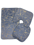SMTE - Stunning 3 Piece Anti-Slip Soft Foam Bathroom Set - Marble blue