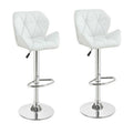 SMTE - Adjustable Modern Kitchen and Bar Padded Stools - Set of 2 - White