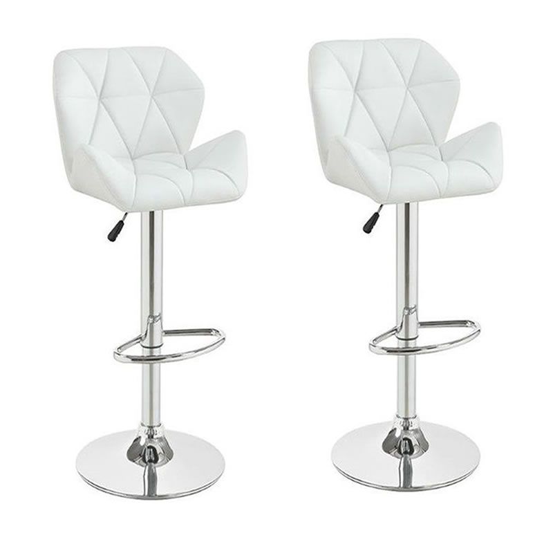 SMTE - Adjustable Modern Kitchen and Bar Padded Stools - Set of 2 - White