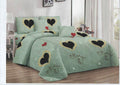 SMTE - Bedspread Set 5 Piece Microfiber - F14 - D3 - (Green) - Double