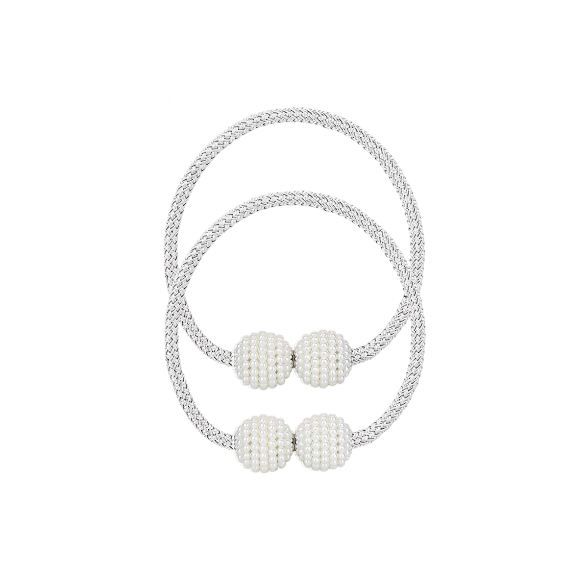 SMTE - Set of 2 Magnetic Curtain Tiebacks - White