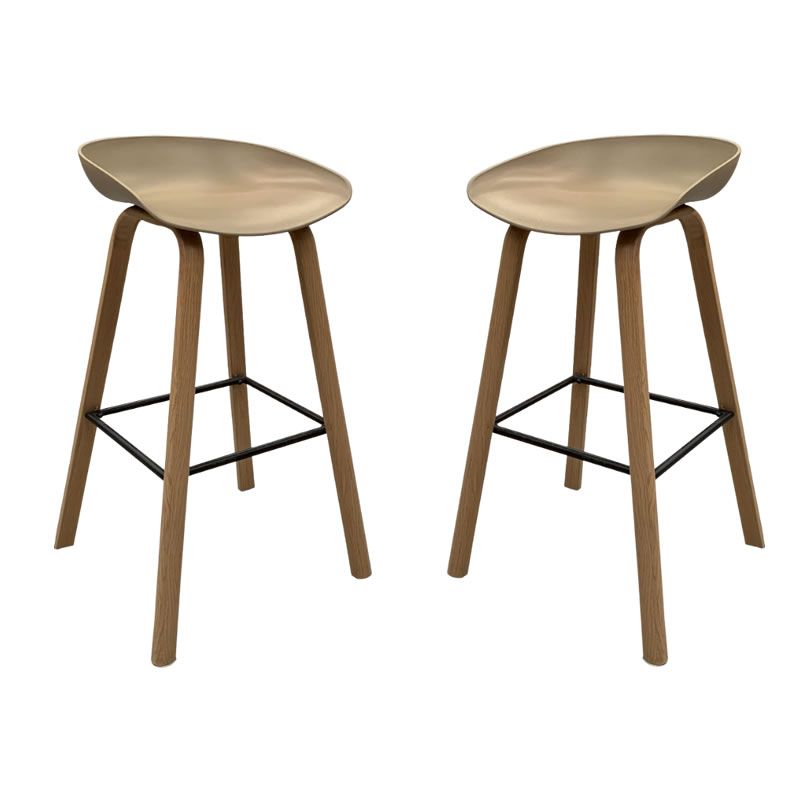SMTE - Set of 2 Modern Armless Bar Stool - Beige
