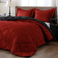 SMTE - Acesa Premium Reversible 5 Piece Comforter Set Black/Grey - Red/Black
