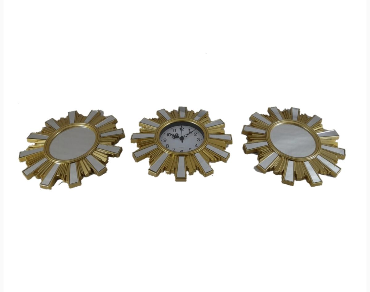 SMTE - Gold Battery Powered Analogue Wall Clock Set-C3P05