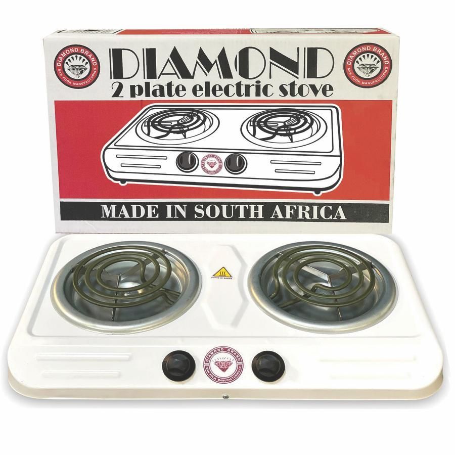 SMTE - Diamond - Double Electric Spiral Hotplate Stove - White