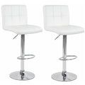 SMTE - Soft Leather Bar StoolsKitchen Counter ChairsSet of 2White