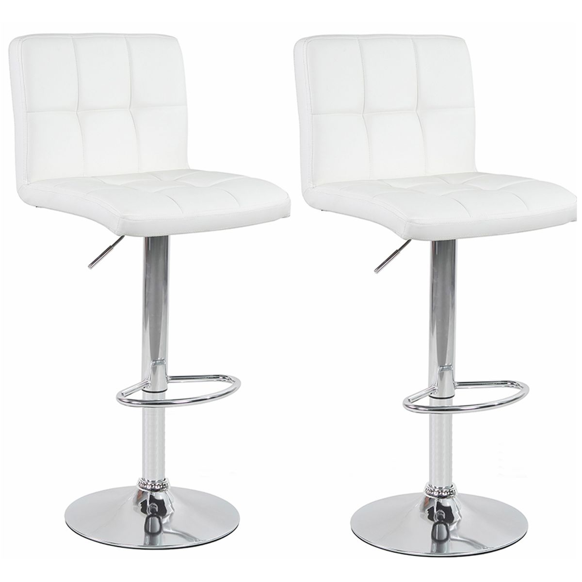 SMTE - Soft Leather Bar StoolsKitchen Counter ChairsSet of 2White
