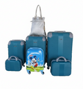 SMTE - 5Piece Dark Green ABS Luggage Set with Spinner Wheels, Mickey & Lady's Bag