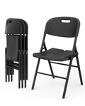 SMTE - 4 Piece Black Plastic Folding Chairs for Weddings, Picnics, Events