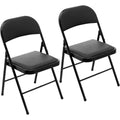 SMTE - 2 Piece PU Folding Chairs Metal Frame (Black)