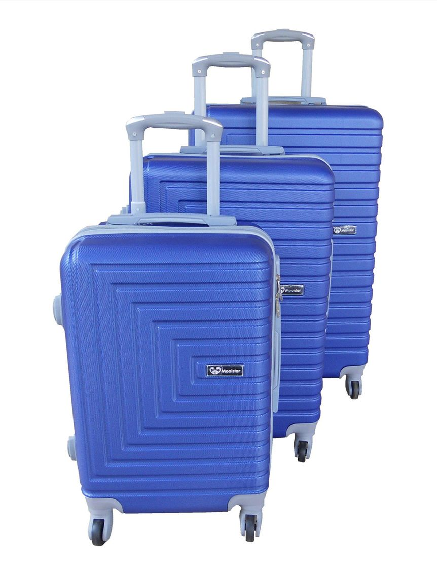 SMTE - Mooistar 3Piece ABS HardShell Luggage Set, Spinner Wheels,Blue&Zipper Lock