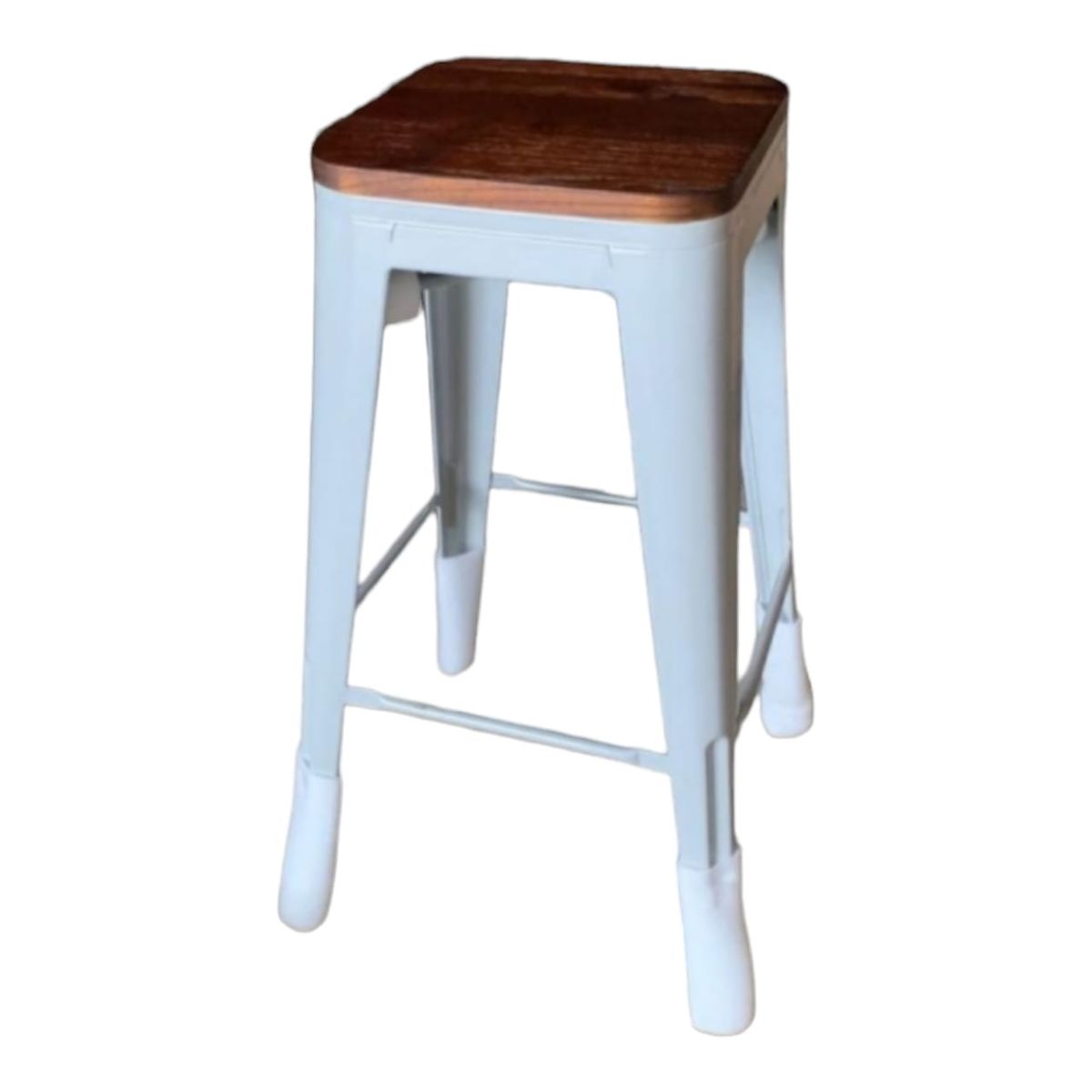 SMTE - Plastic Bar stool with wooden SeatWhite