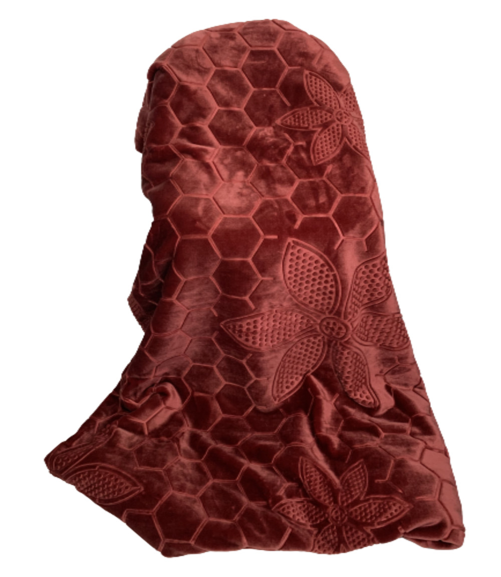 SMTE - Queen Size 1-Ply Blanket Super Soft Honeycomb Pattern - Red