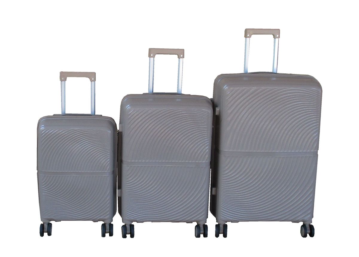 SMTE - Unbreakable 3Piece Polypropylene Hardshell Suitcase SetGrey,Spinner Wheel