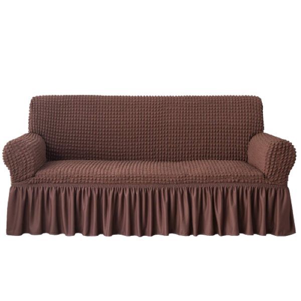 SMTE - Frilled Elastic Sofa Covers 3.2.1-Seater - Brown