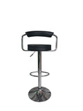 SMTE - 682 Adjustable Bar StoolBlack PU Leather with Chrome Frame