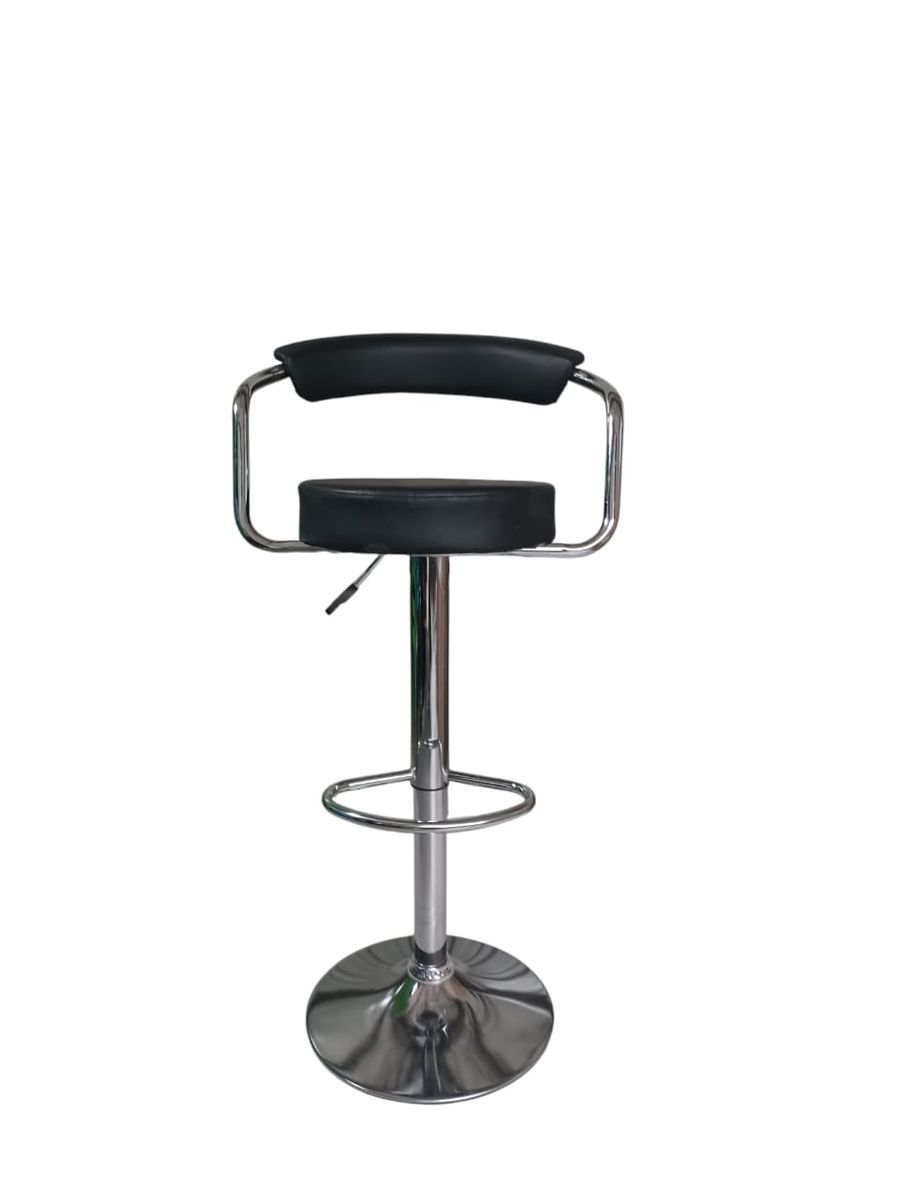 SMTE - 682 Adjustable Bar StoolBlack PU Leather with Chrome Frame