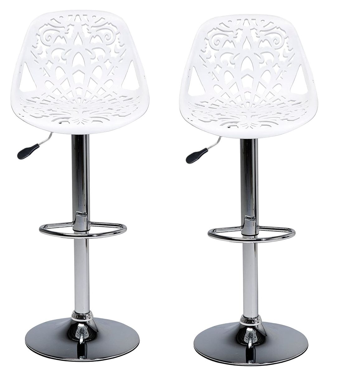 SMTE - Bar Stools / Kitchen Counter Stools - Set of Two - White Colour