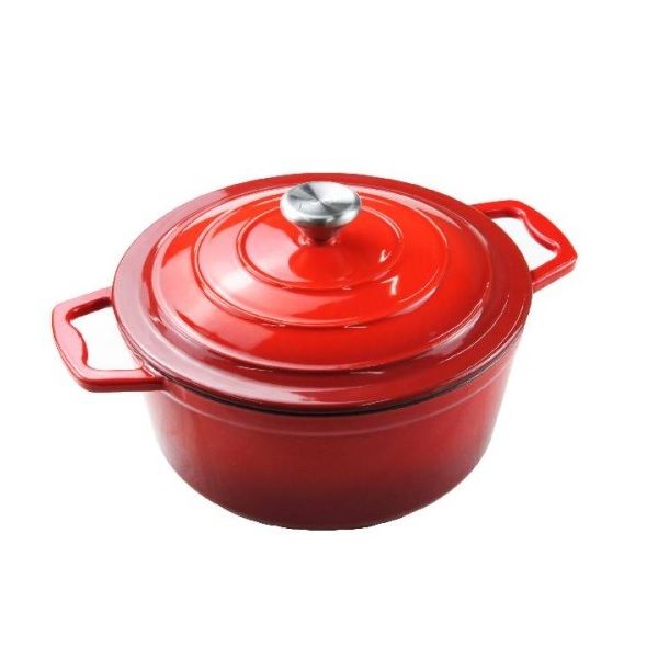 SMTE - 2 Pc Cast Iron Pot with Lid - Red