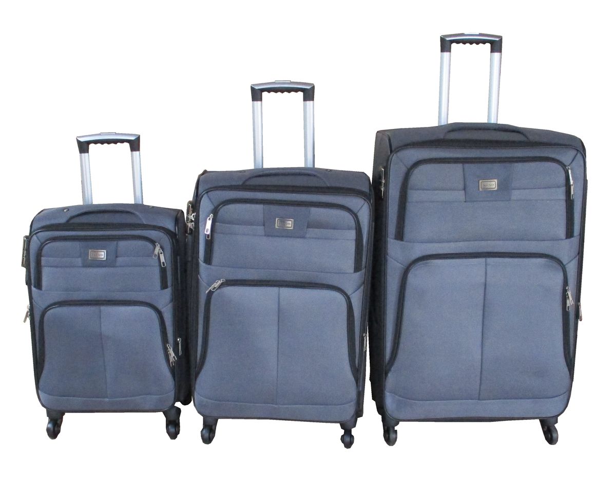 SMTE - Blue Fabric Luggage Set3Piece, Lightweight, 360 Spinner Wheels, & Lock