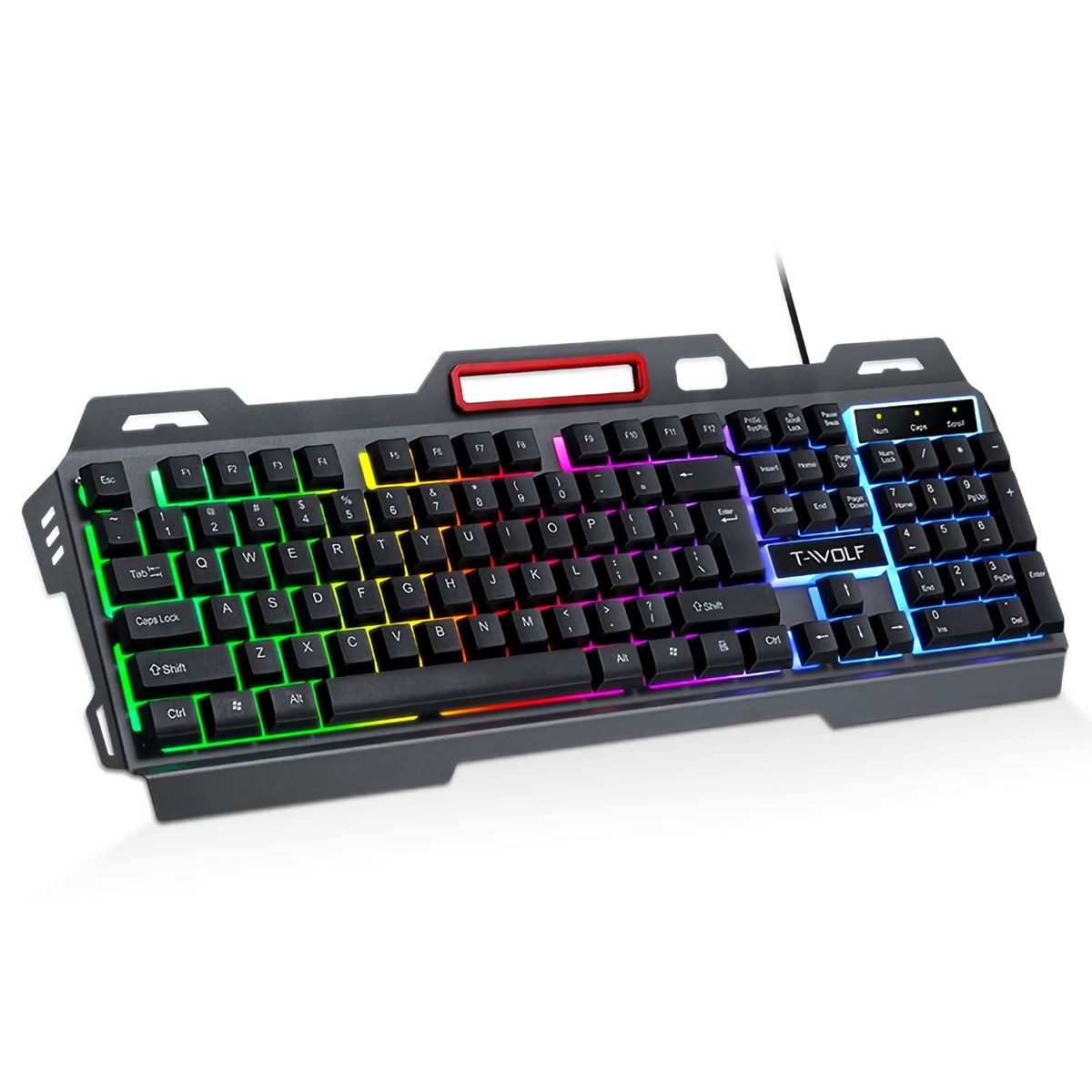 SMTE - TWOLF T16 RGB Gaming Keyboard USB Wired, Durable MechanicalFeel Keys BLK