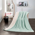 SMTE - New Super Soft Reversible Throw Striped Flannel Sherpa Blanket - Green