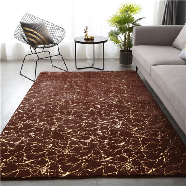 SMTE - Metallic Faux Fur Rug - Brown - 200 cm