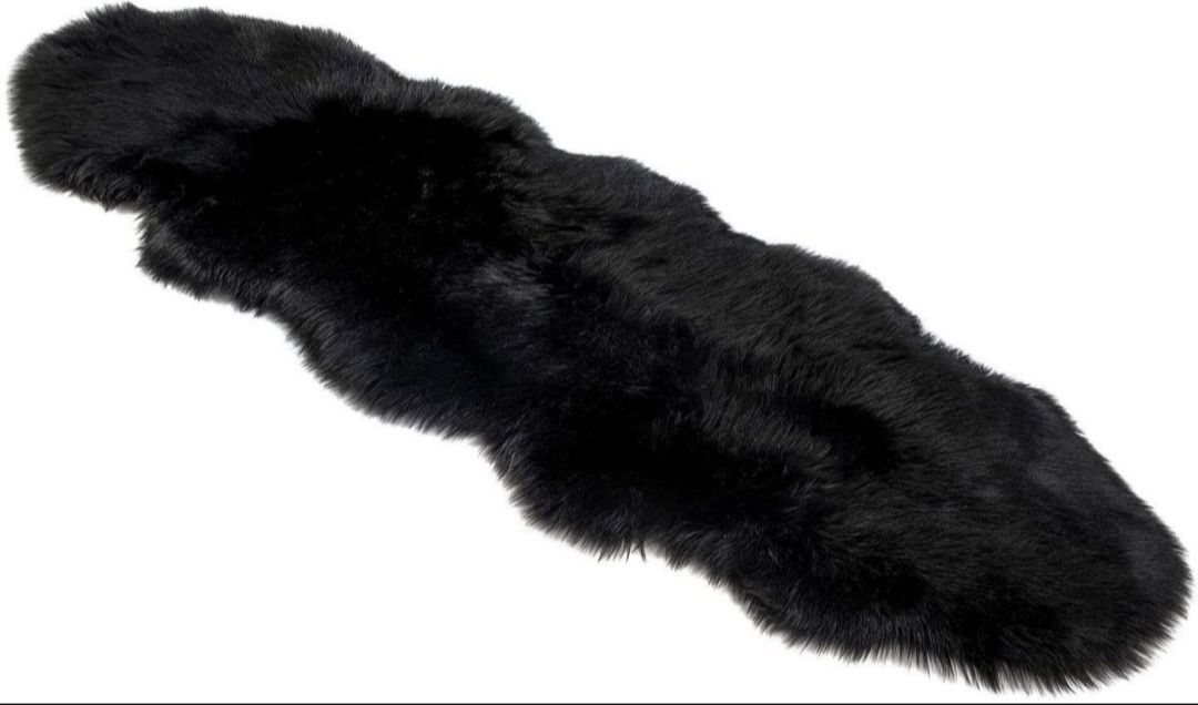 SMTE - Faux Fur Rug - 60cm x 1.8 m - Black