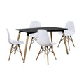 SMTE - 5 In 1 Perla Rectangular Dining Table and Chairs Set - White