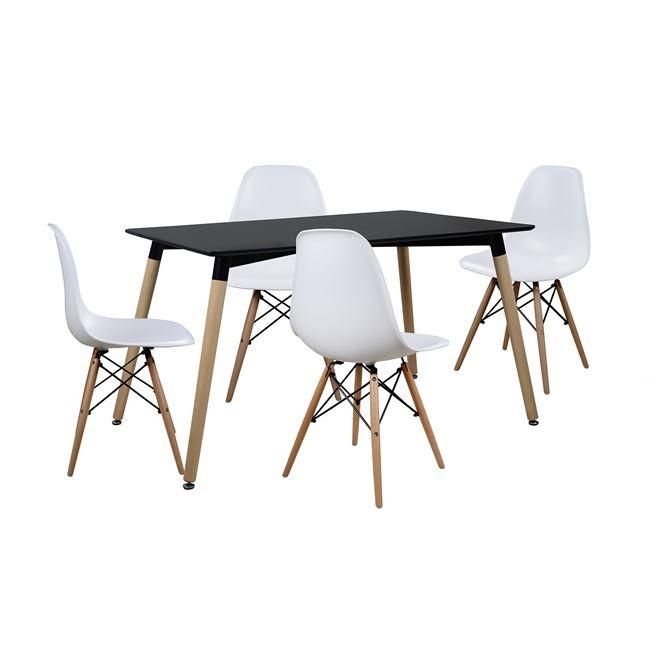 SMTE - 5 In 1 Perla Rectangular Dining Table and Chairs Set - White