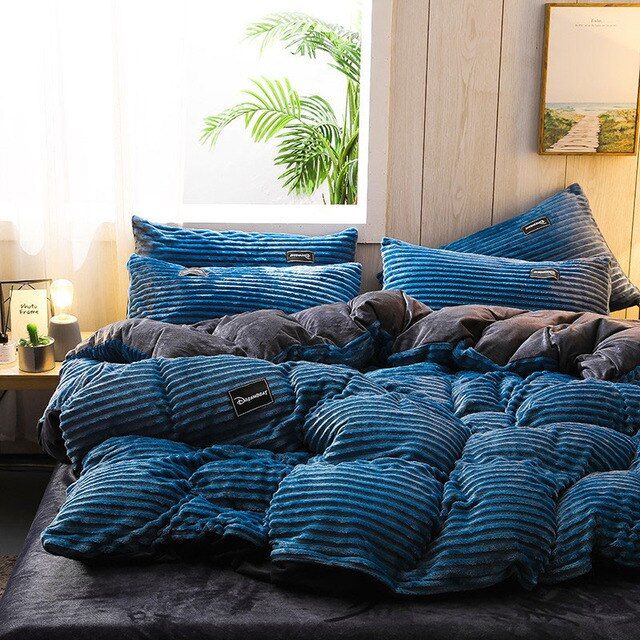 SMTE - Flannel Corduroy Comforter - 220x235cm - Navy Blue