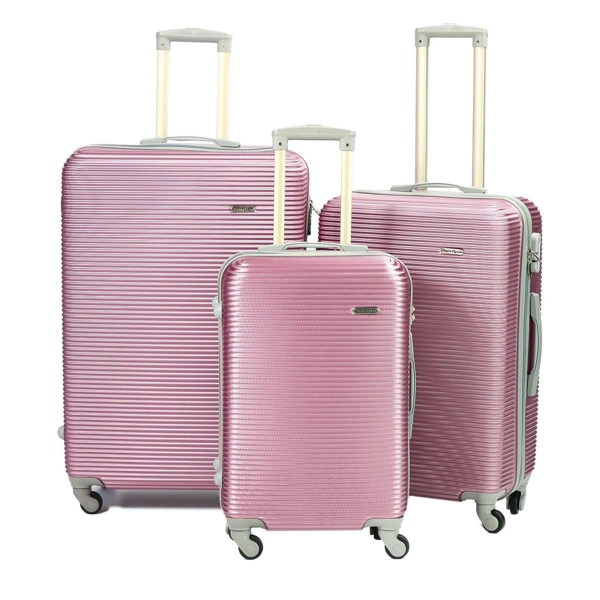 SMTE - 3Piece Metallic Rose Gold Hardshell Spinner Luggage SetDurable & Stylish