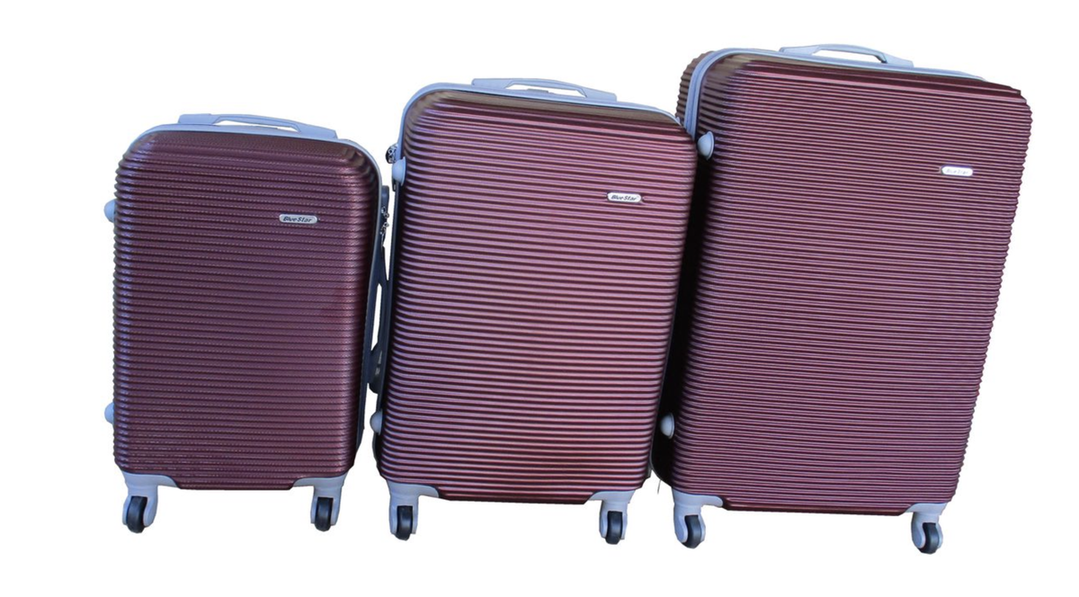 SMTE - Daska Hard Outer Shell Travel Luggage Set - 3 Piece - Maroon