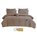 SMTE - Ultimate Comfort6Piece Fiber Quilt Bedding Set and  KeyringLight Pink