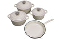 SMTE - Authentic - 7 Piece New Design Dutch Pot Cookware Sets Cast Iron - White