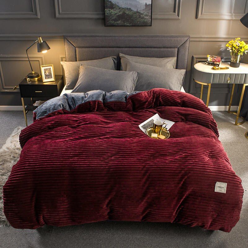 SMTE - Flannel Corduroy Comforter - 220x235cm - Maroon