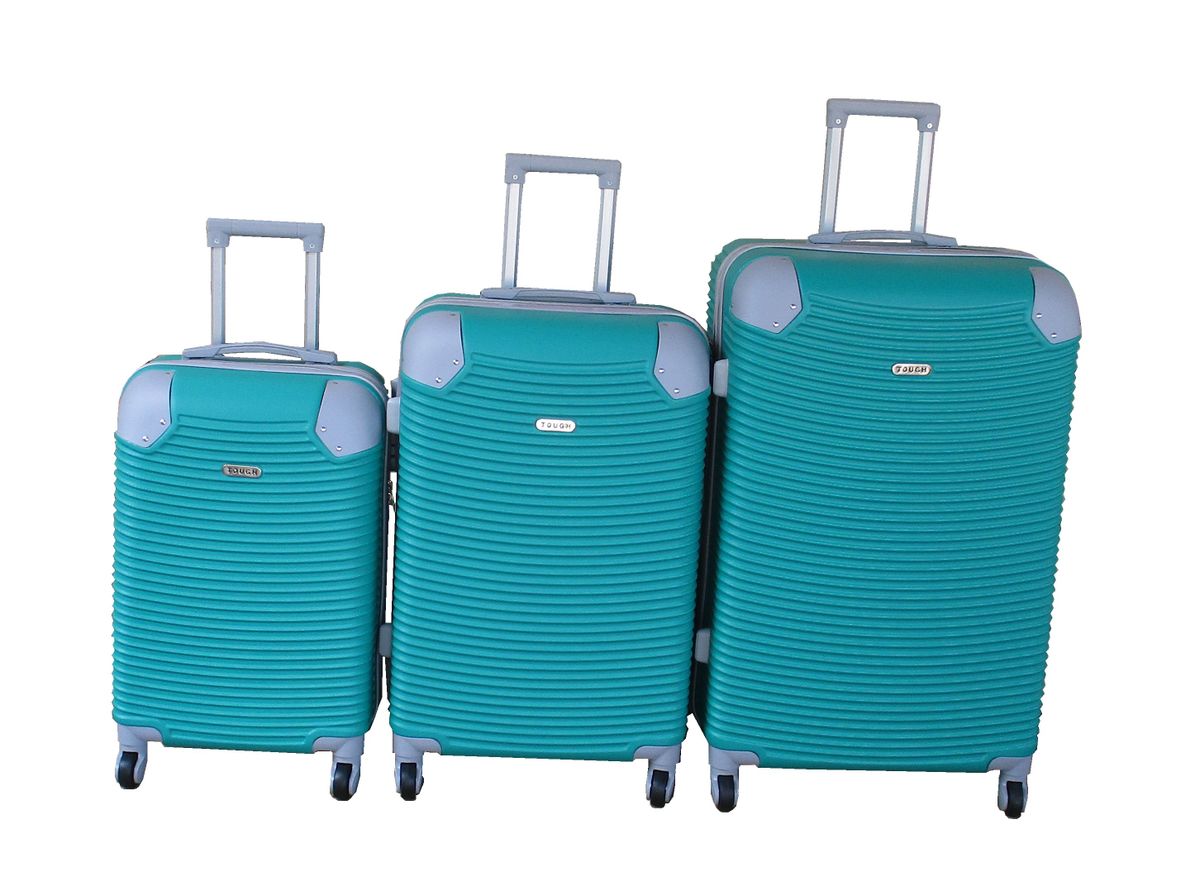 SMTE - Stylish 3Piece ABS Luggage SetTeal with Spinner Wheels