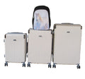SMTE - 3Piece Cream ABS Luggage Set with Spinner Wheels + Horse Backpack